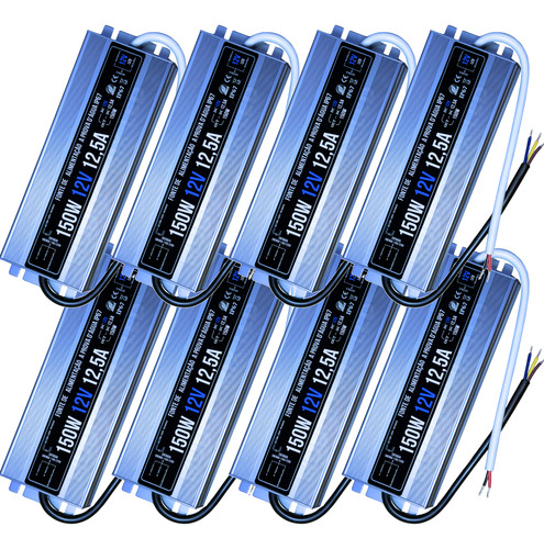08pçs Fonte Blindada Bivolt Ip67 Prova D'água 12v 12,5a 150w