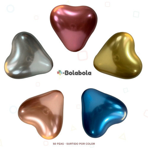 Bola Bola Corazon Chrome 10 /set 5bolsas 50pzc/u Mismo Color