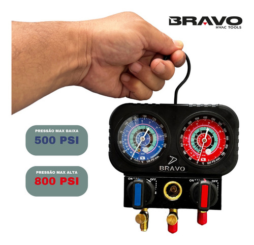 Manifold 2 Vias Bravo Mg2w R134a R22 R32 R410a Sem Mangueira