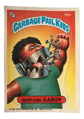 Garbage Pail Kids Card 186a Iron Jaw Aaron Topps 1986 Serie5
