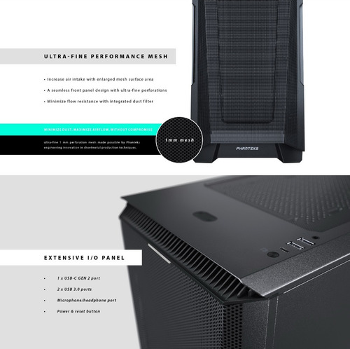 Gabinete Phanteks Eclipse P500a Mesh Frontal 2coolers 140mm