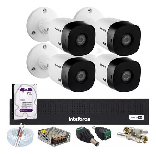 Kit Intelbras 4 Câmeras 1120b Dvr 8 Canais 1008c 1tb Purple