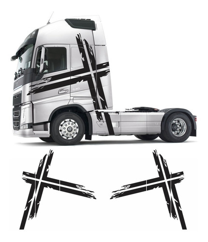 Par Adesivos Faixas Volvo Fh Performance Edition Preto Cor LATERAL PRETO