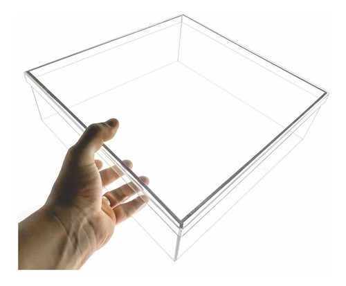 Caixa Acrilica Transparente Multiuso Resistente 30x30x10cm Liso