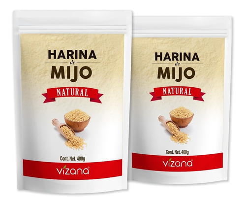 Harina De Mijo Natural 800g (2 Bolsas 400g) Vizana Nutrition