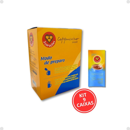 Kit Cappuccino Light Três Corações - 9 Caixas Com 10 Sachês