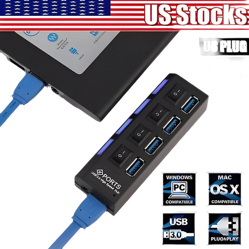 U.s. 4 Puertos Usb 3.0 Hub/switches + Cable Del Adaptador De