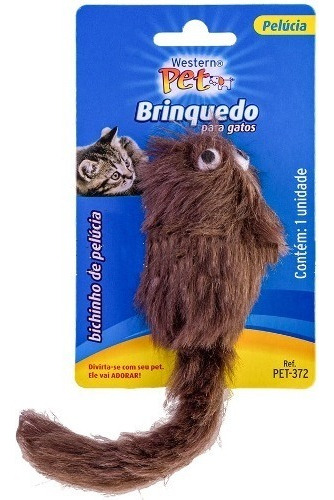 Brinquedo Bichinho Rato Ratinho De Pelúcia Para Gato Pet-372 Cor Marrom