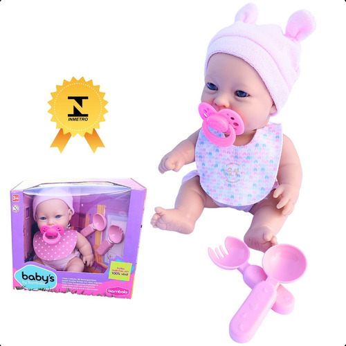 Boneca Bambola Baby's Papinha 23cm Com Acessórios