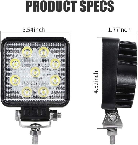 Focos Luces Neblinero Led 27w 4x4 Auto Camioneta Cuadrado X2