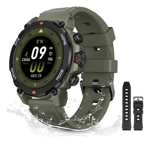Relógio Smartwatch Aurafit G6 Com 5atm E Gps Verde Militar Verde Militar Sport Verde Militar/preto