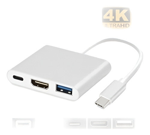 Hub 3en1 Usbc A Usb-c Hdmi 4k Usb 3.0 Para iPad Air 5ta 2022