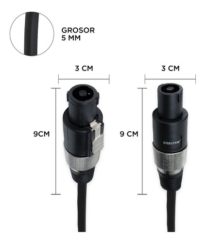 Imagen 5 de 5 de Cable Audio Conector Speakon Reforzado 10m Steelpro