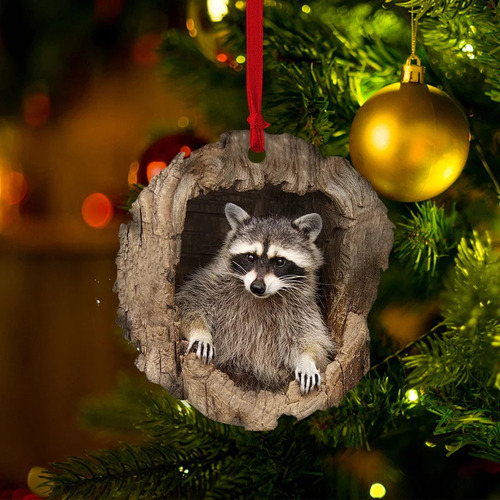 2 Pcs Adorno Árbol Navidad Colgante De Mapache Acrílico 2d
