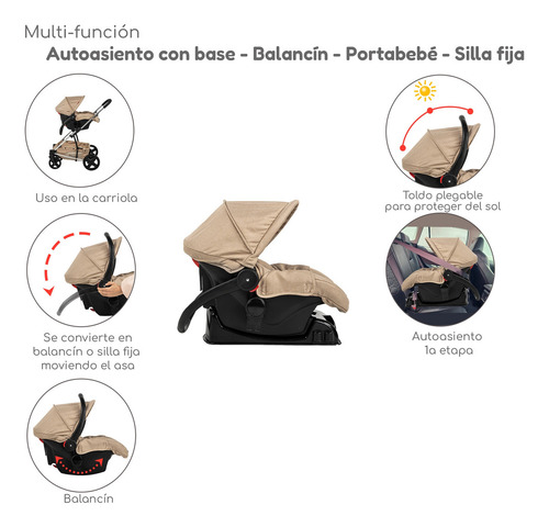 Carriola de Bebe Travel System de Paseo D'bebé Eclipse Color Beige Chasis Plateado