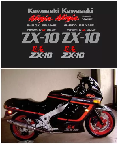 Kit Adesivos Moto Kawasaki Ninja Zx10 1990 Preta Ca-00793 