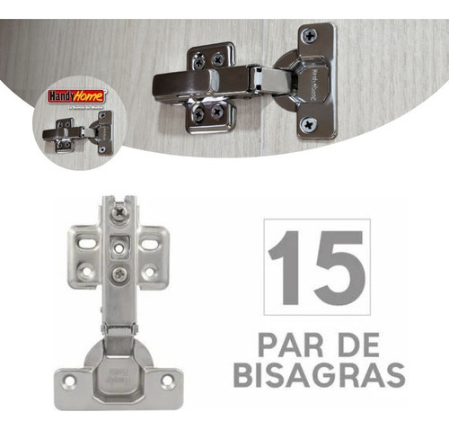 Bisagra Bidimensional Recta 4 Perforaciones 15 Juegos Con Tornillos Handy Home