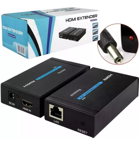 Imagem 1 de 6 de Extensor Hdmi 60metros 3d Cat5/cat6 Via Cabo Rede Rj45 1080p