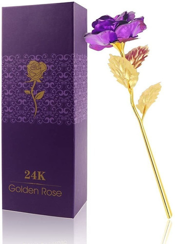 Rosa Artificial Golden Rose 24k De 25.5cm, Púrpura