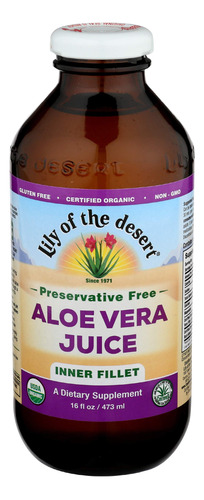 Jugo De Aloe Vera Orgnico Sin Conservantes, 16 Onzas, Lquido