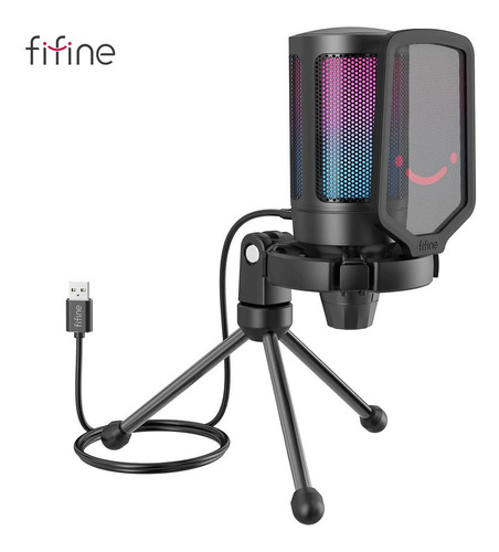 Microfone Condensador Gamer Led Usb Com Pop Filter E Tripé !