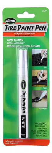 Slime 20477 Tire Paint Pen, White, UV Protected, works on tubes and tires