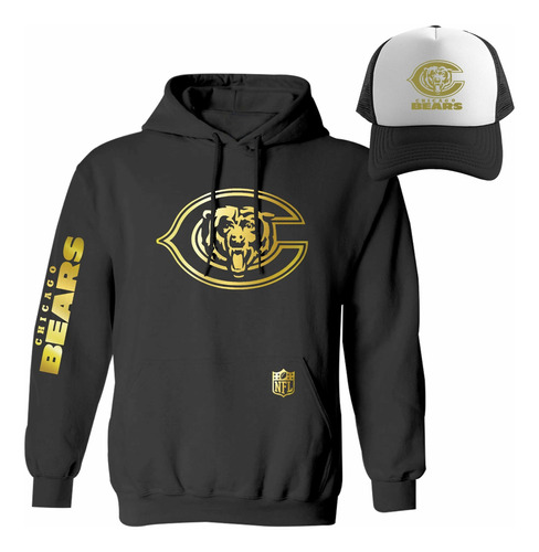 Kit Sudadera + Gorra Estilo Chicago Bears Nfl Gold