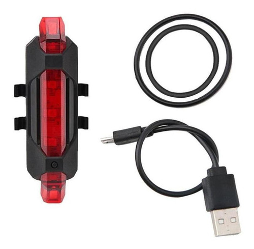 Luz trasera portátil recargable por USB para bicicleta, color rojo