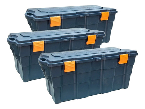 Set X3 Baul Caja Organizadora Plastico 100 Litros C/ruedas