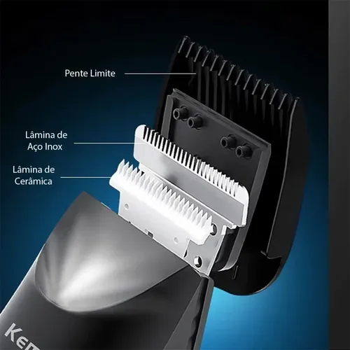 Máquina Kemei KM-1845 Cerâmica Sem Fio Recarregável | Frete grátis