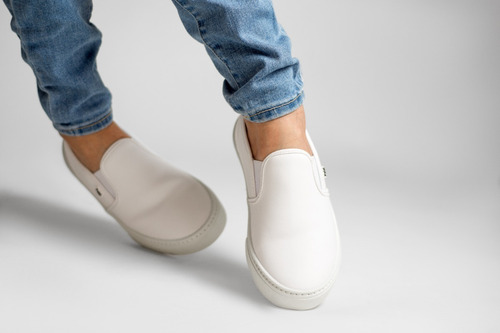 Imagen 6 de 7 de Tenis Blanco Negro Mujer Hombre Cosidos Unisex Slip On Pals