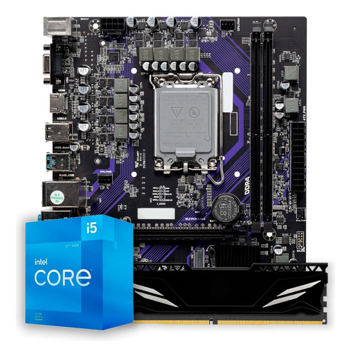 Kit Upgrade Gamer, Intel I5-12400f + H610m + 8gb Ddr4 Cor Preto