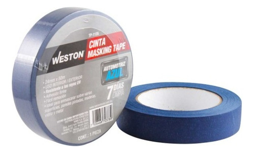 6 Cintas Masking Tape Azul 7 Días 24mm X 50m Marca Weston A
