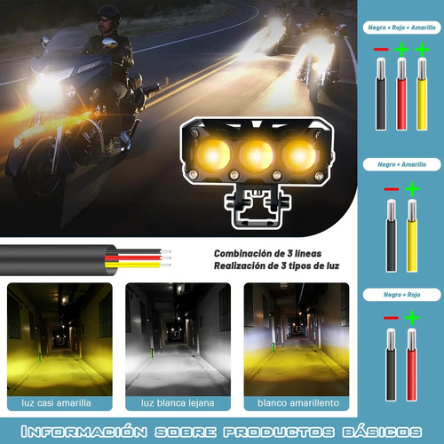 2pzs Faros Auxiliares 3 Modos Doble Color Led Para Auto Moto
