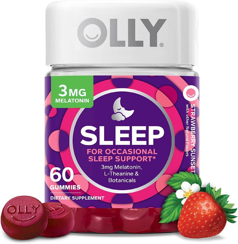 Olly Sleep 60 Gomitas Sabor Fresa Sueño Reparador 3 Mg.