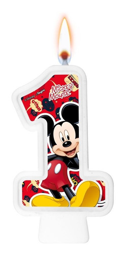 Número 1 - Vela Mickey - Pavio Mágico Para Bolo E Festa