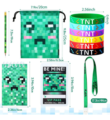 60 Pack Pixel Miner Party Favors Supplies Vip Pass Gamer Min