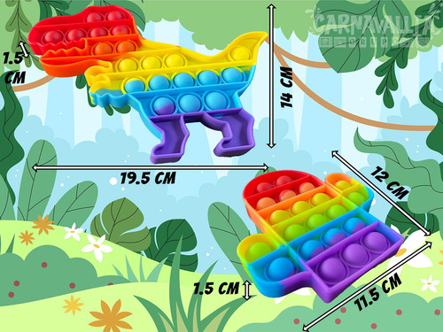 Imagen 2 de 9 de 2 Pop It: Dinosaurio Rex & Cactus Juguete Burbuja Antiestres
