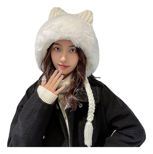  Gorro De Ganchillo Kawaii Con Orejas De Gato Para Mujer