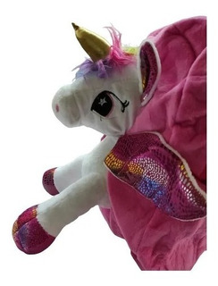 Maleta Morral Unicornio Peluche Niña Mujer Rosado Pony Ofer 