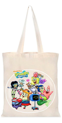 Bolsa Totebag  Bob Esponja Y Sus Amigos, 35 X 40 Cm