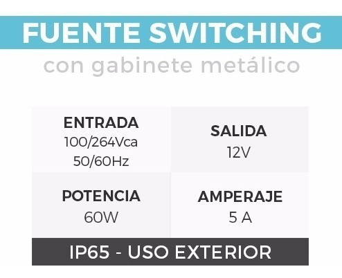 Imagen 3 de 8 de Fuente Trafo Exterior Metal Switching Ip65 12 V 5 A 60 Watt