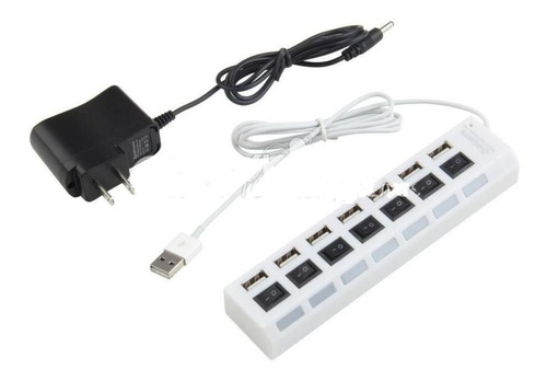 Hub 7 Puertos Usb 2.0 Energizado 220v Cargador Regalo