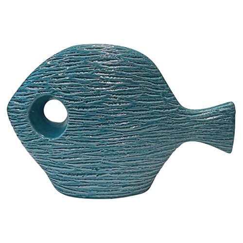 Adorno Pez Cerámico Azul 13  Para Decoración Hogar