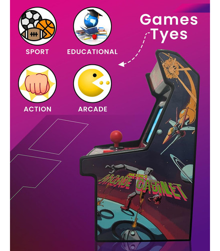 Mini Arcade Cabinet Arcadenia - Máquina De Juegos Retro Col