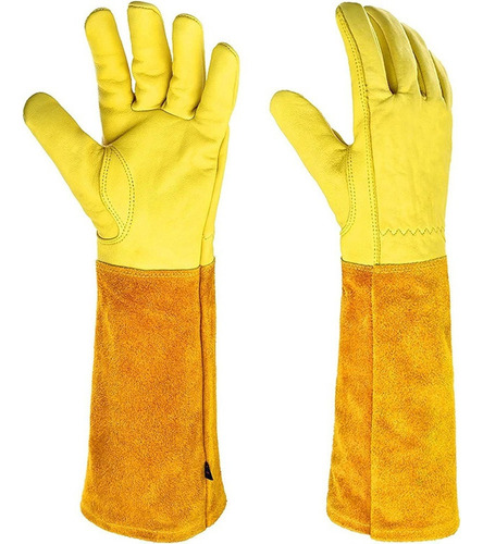 Generic Guantes De Soldadura Extra Largos Cuero Resistentes