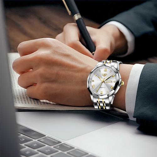 Reloj De Pulsera Cuarzo Fecha Luminoso Pantalla Analógica