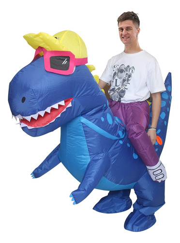 Disfraz Inflable De Dinosaurio Con Jinete, Modelo 19