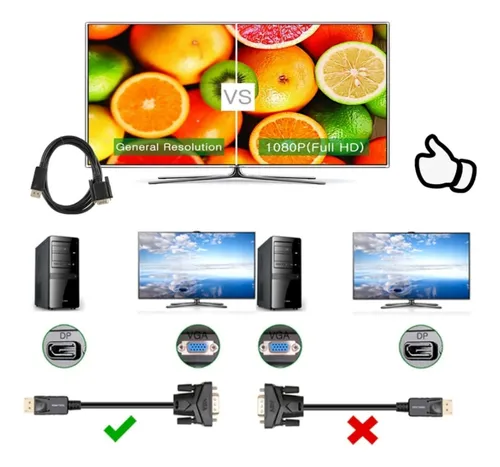 Cable Displayport A Vga 1.8 Mts
