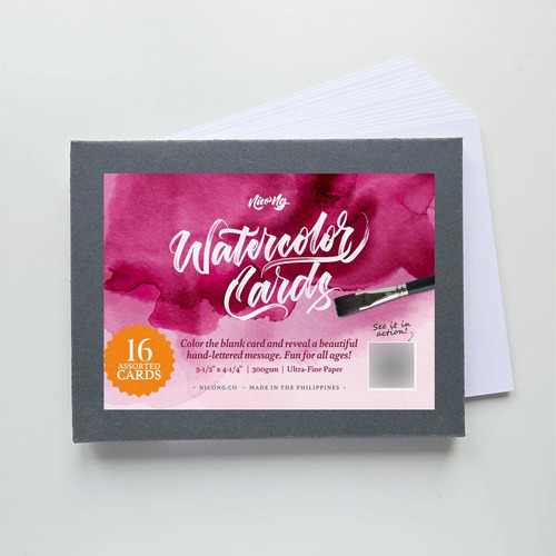 Juego De Tarjetas De Acuarela Nico Ng | Papel Ultrafino | 16